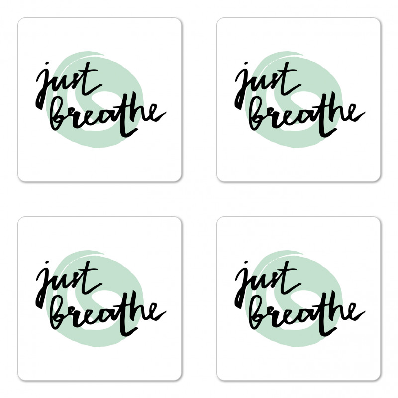 Modern Brush Words Coaster Set Of Four