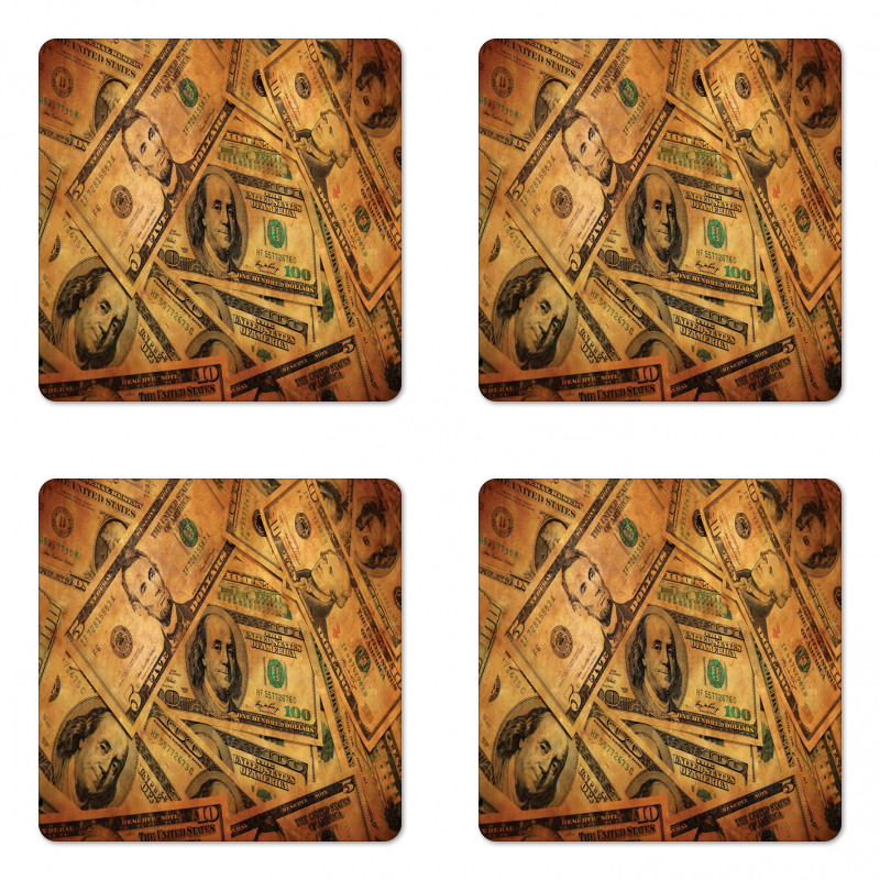 Fiver Sawbuck and C-Note Coaster Set Of Four