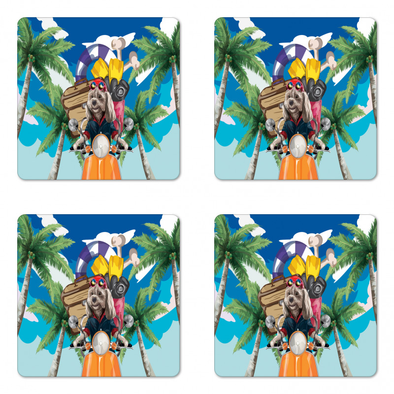 Puppy Tropic Island Coaster Set Of Four