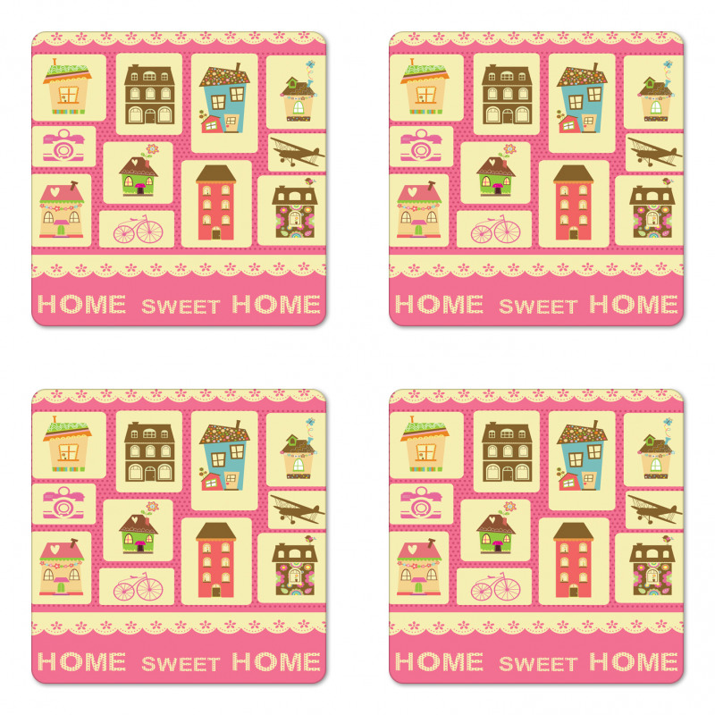 Retro Style Set Coaster Set Of Four