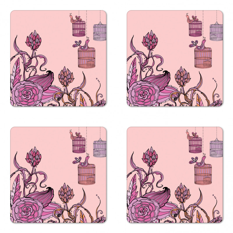 Bird Cage Flora Coaster Set Of Four