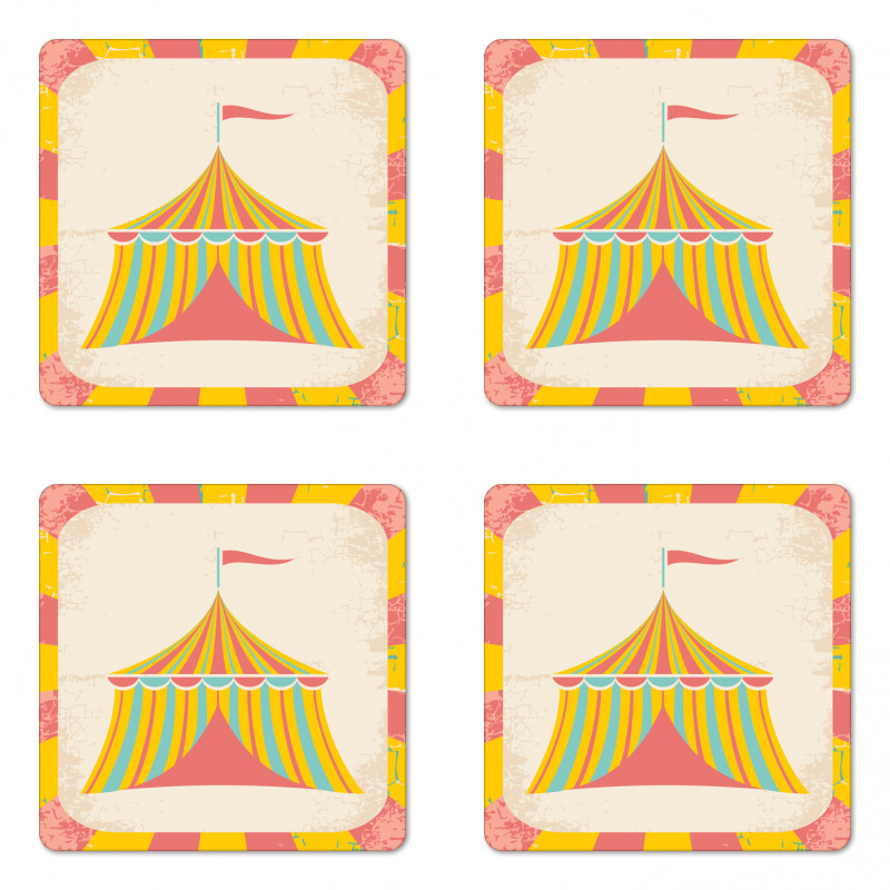 Circus Tent Grunge Coaster Set Of Four