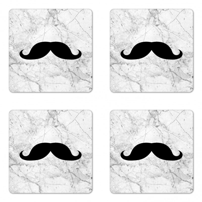 Mustache Motif Retro Coaster Set Of Four