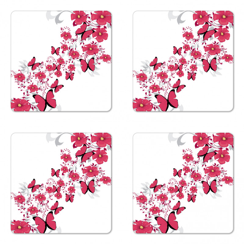 Flower Butterfly Coaster Set Of Four