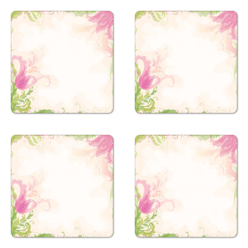 Pastel Tulips Coaster Set Of Four