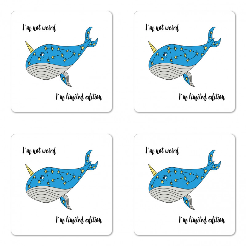 Hand Drawn Blue Whale Coaster Set Of Four