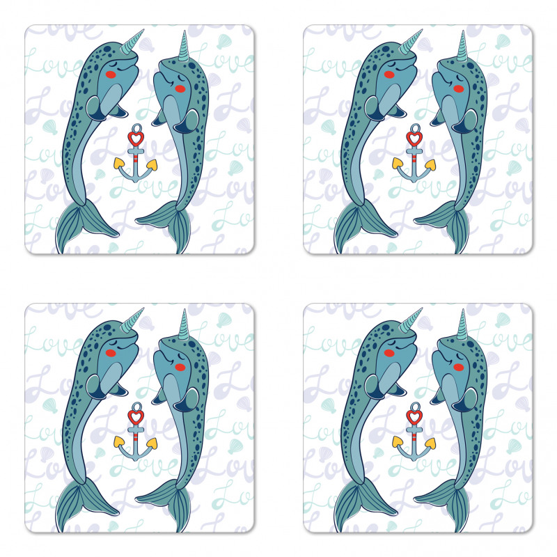 Animal Couple in Love Coaster Set Of Four