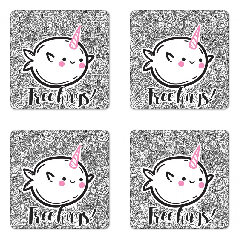 Abstract Whale Motif Coaster Set Of Four