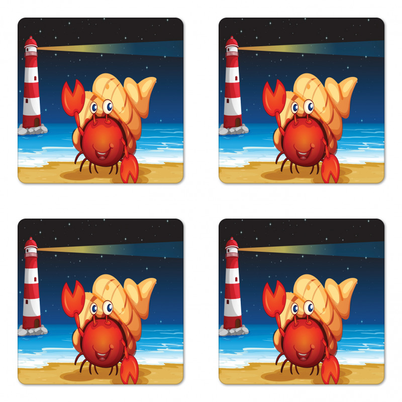 Marine Life Lighthouse Coaster Set Of Four