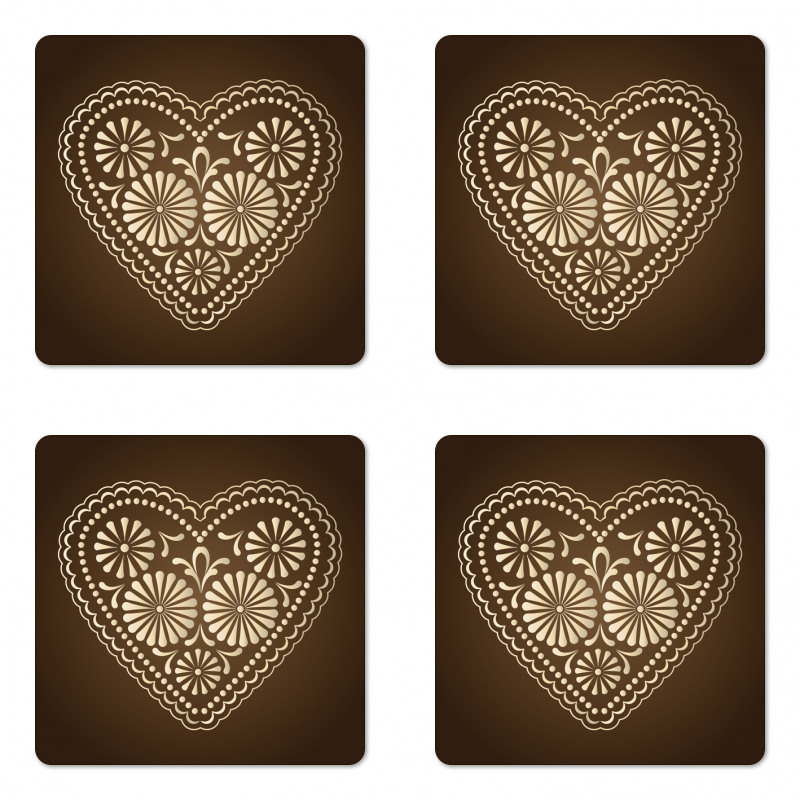 Romantic Heart Pattern Coaster Set Of Four