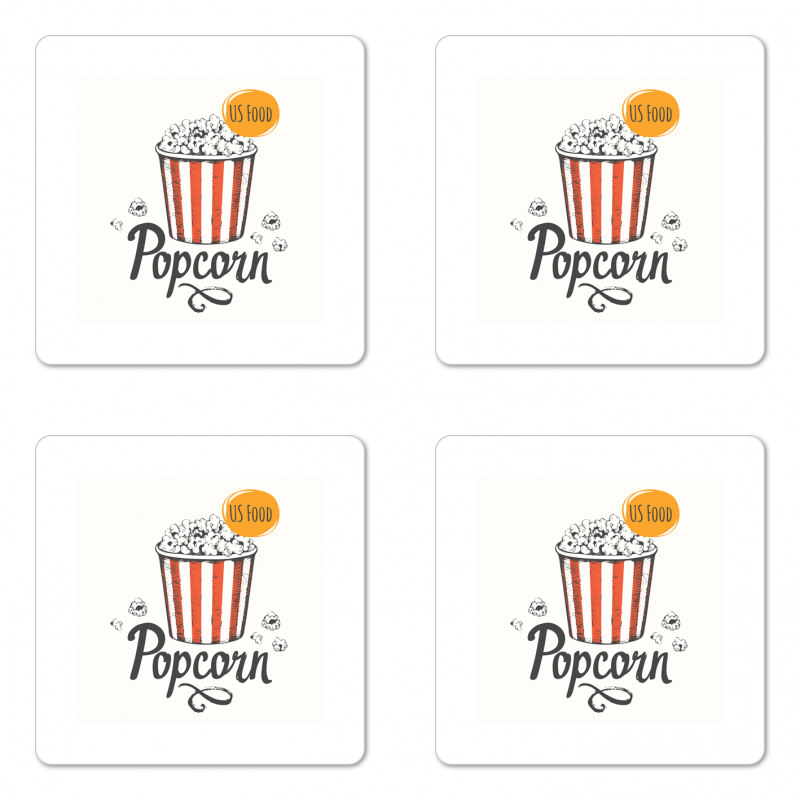 Sketch Popcorn Coaster Set Of Four