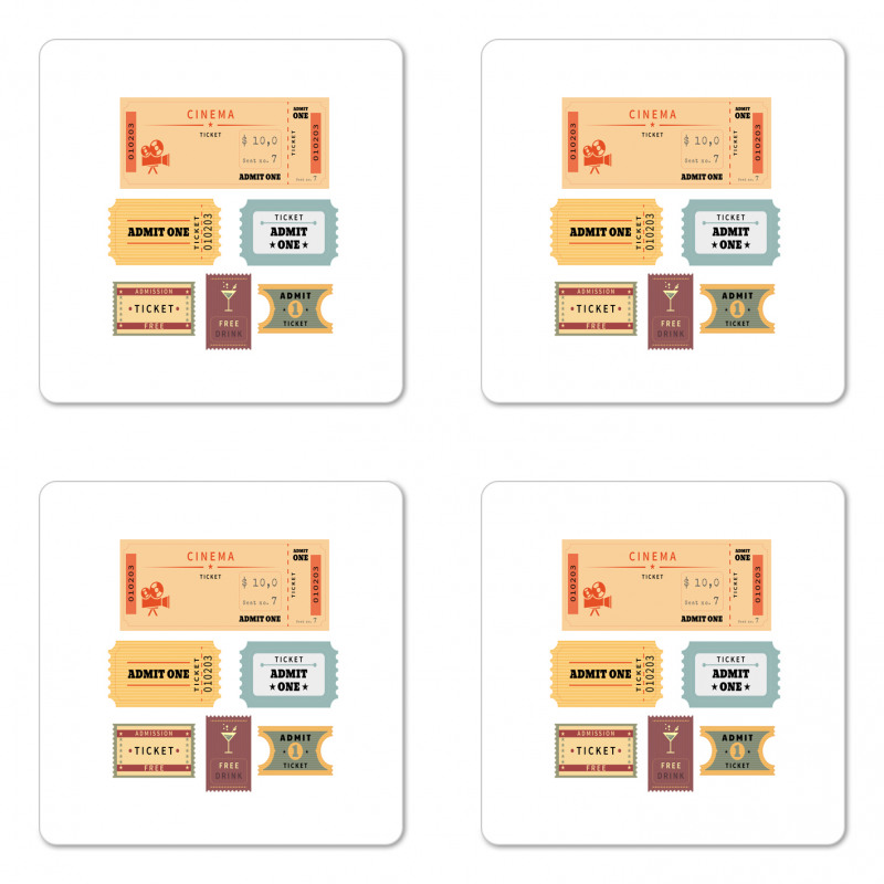 Retro Tickets Coaster Set Of Four