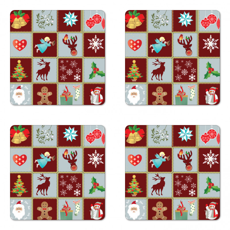 Xmas Tree Reindeers Coaster Set Of Four