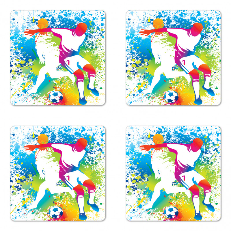 Football Players Colorful Coaster Set Of Four