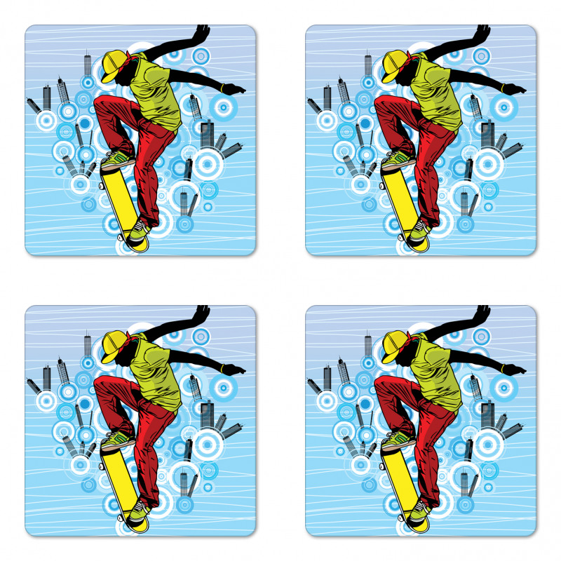 Teenager on Skateboard Coaster Set Of Four