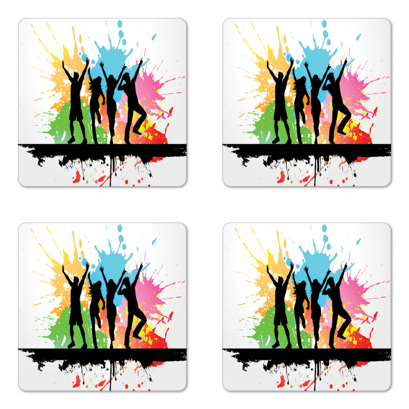 Dance Party People Colors Coaster Set Of Four