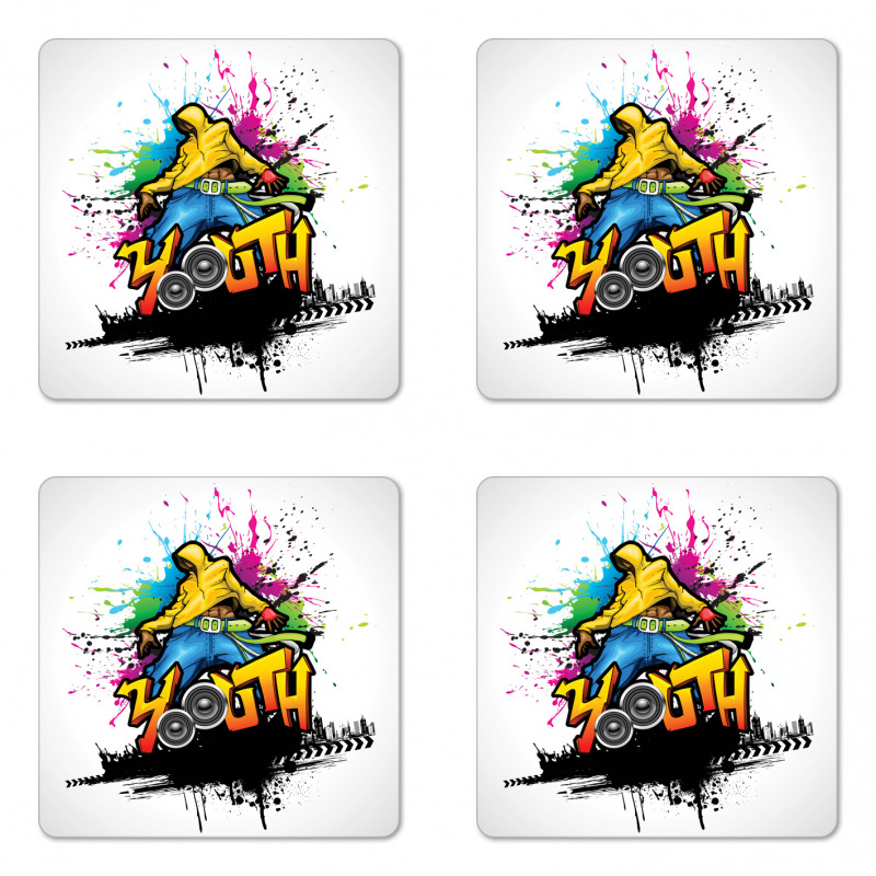 Young Man Hip Hop Culture Coaster Set Of Four