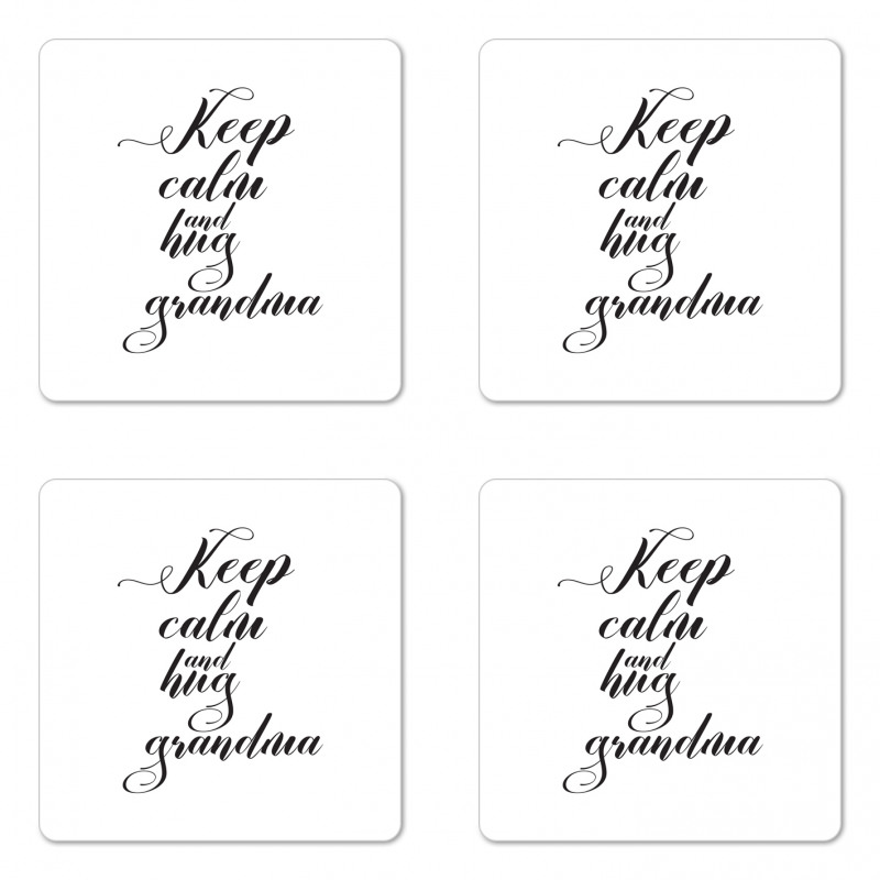 Hugging Grandma Calligraphy Coaster Set Of Four