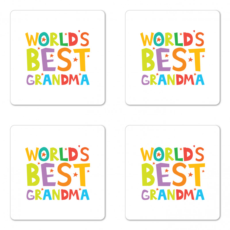 Cartoon Style Lettering Coaster Set Of Four