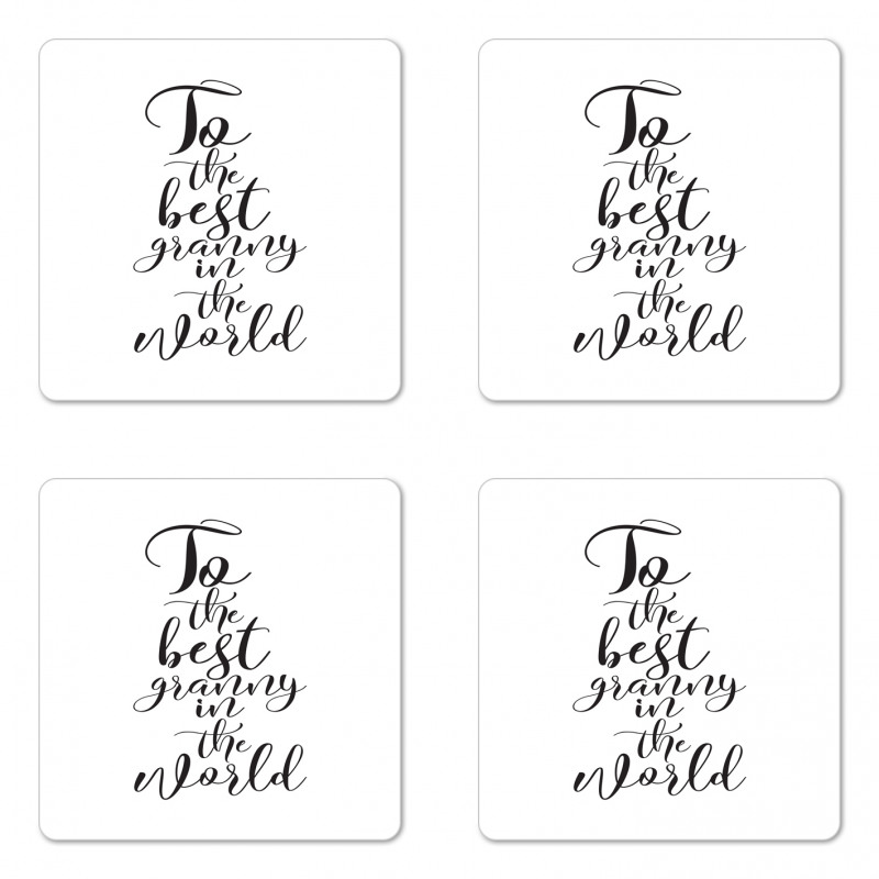 Hand Lettering Words Coaster Set Of Four