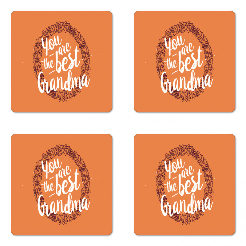 Floral Wreath Words Coaster Set Of Four