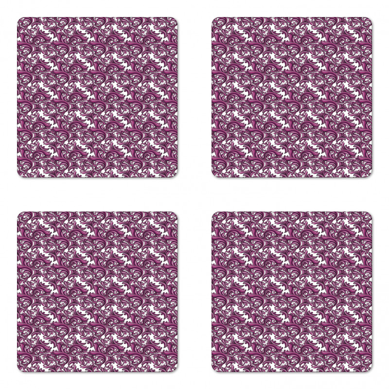 Abstract Floral Art Coaster Set Of Four