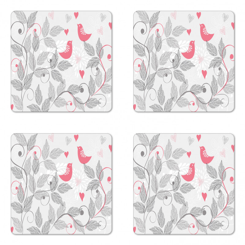 Retro Love Birds Coaster Set Of Four