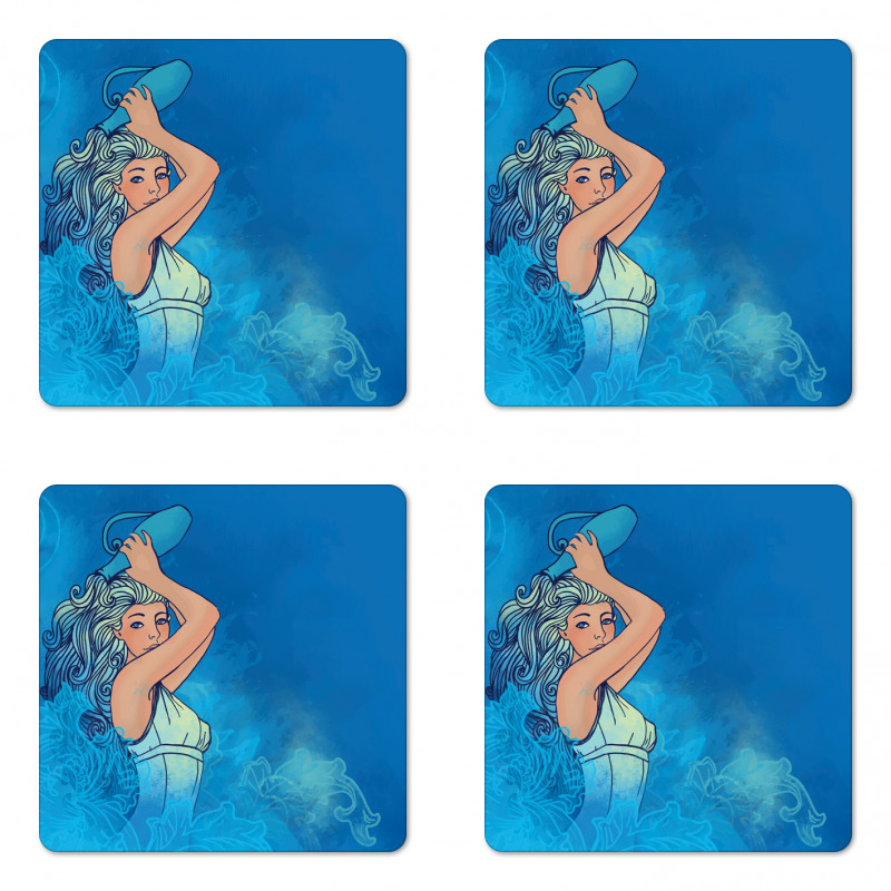 Woman Lady Arts Coaster Set Of Four