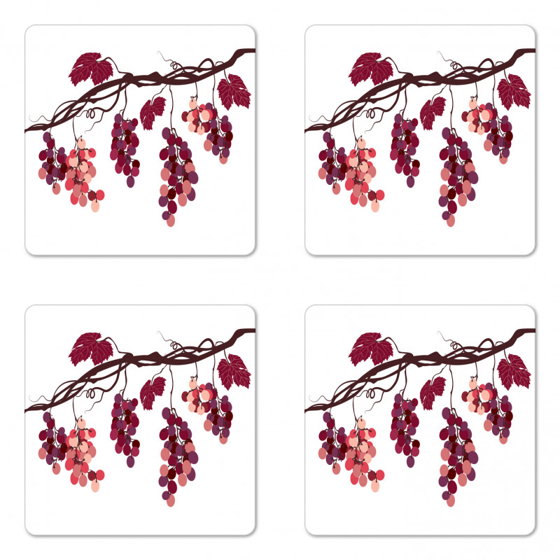 Vine Colorful Grapes Coaster Set Of Four