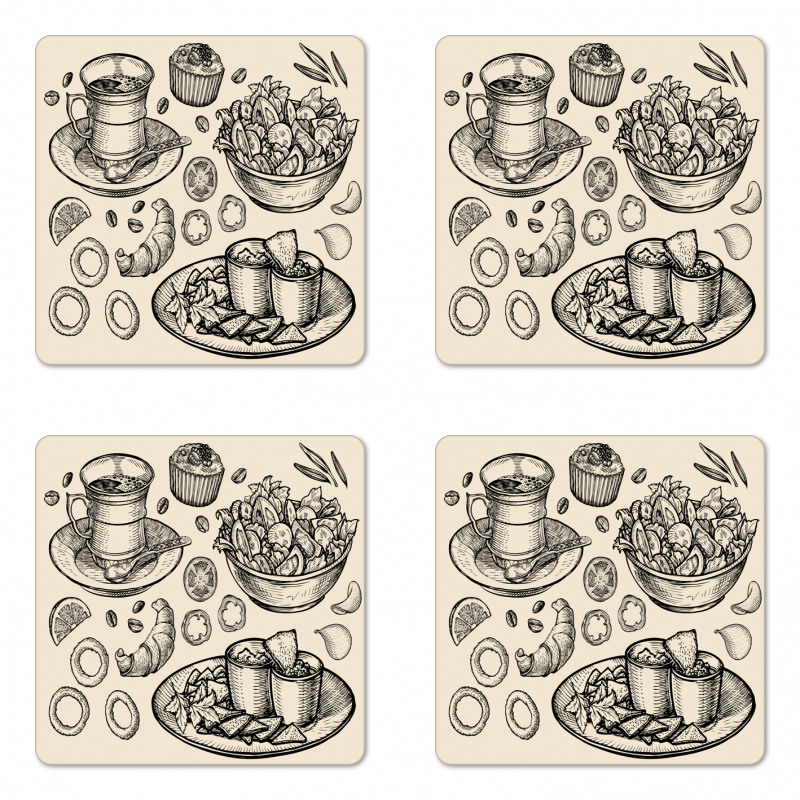 Nachos Croissant Tea Coaster Set Of Four