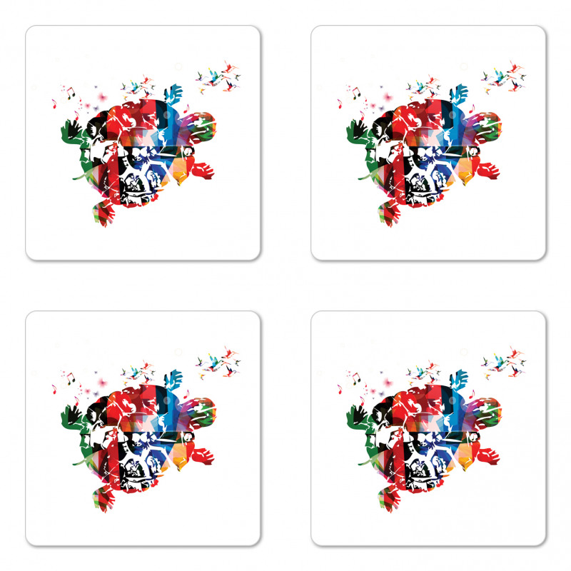 Abstract Turtle Notes Coaster Set Of Four