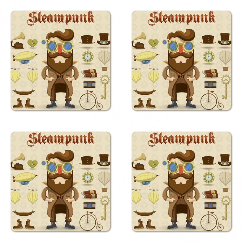 Hipster Gentleman Coaster Set Of Four