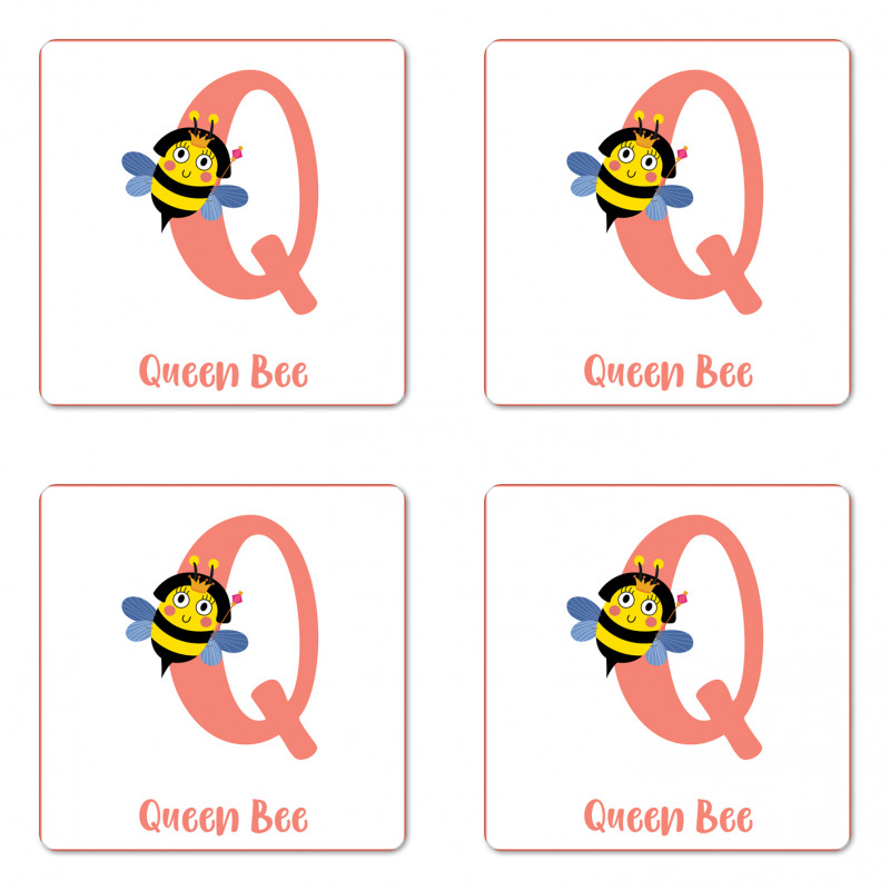 Cartoon Animal Letter Q Coaster Set Of Four