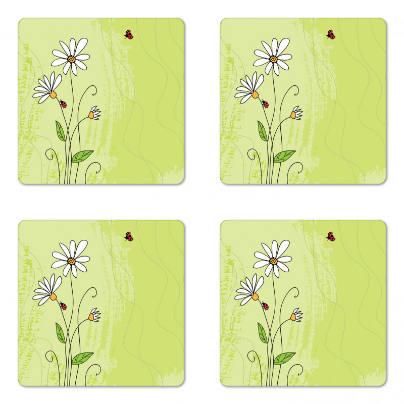 Chamomile Ladybugs Art Coaster Set Of Four