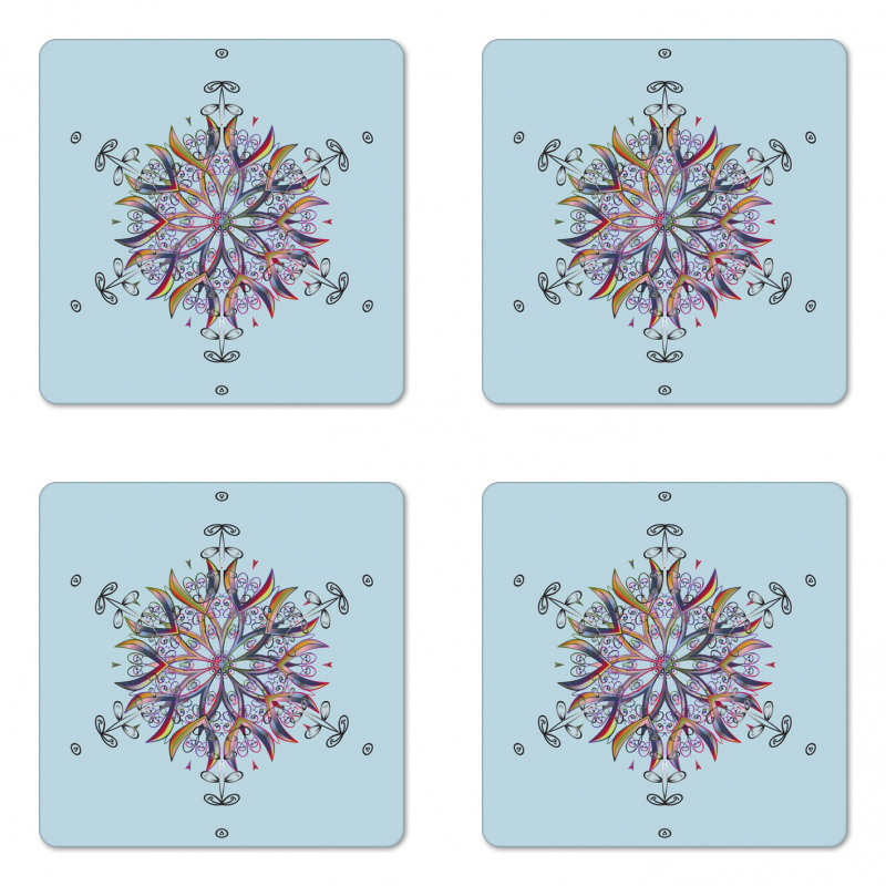 Doodle Motif Coaster Set Of Four