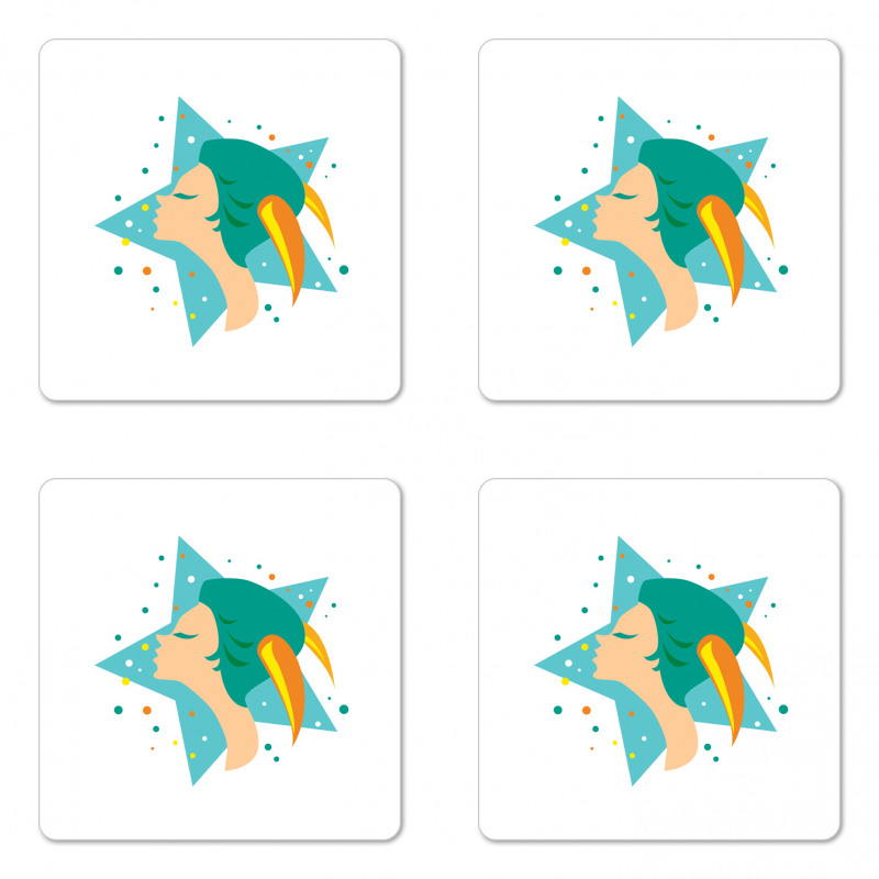 Woman and Horn Coaster Set Of Four