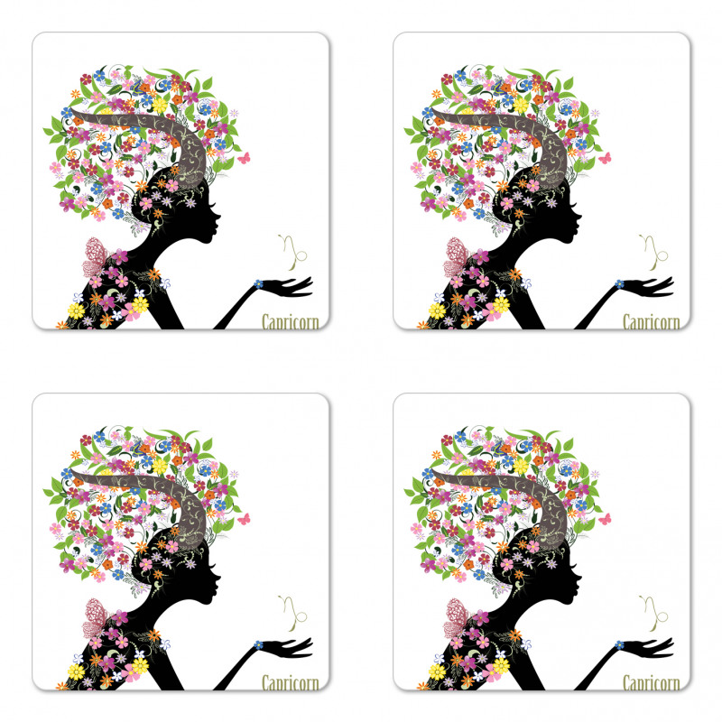 Floral Woman Coaster Set Of Four