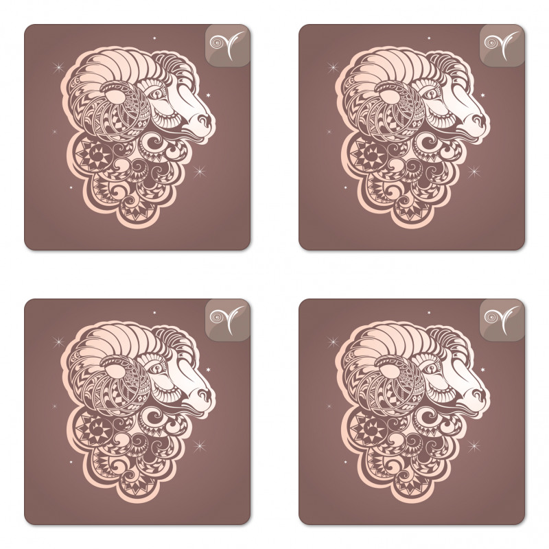 Ram Portrait Stars Coaster Set Of Four