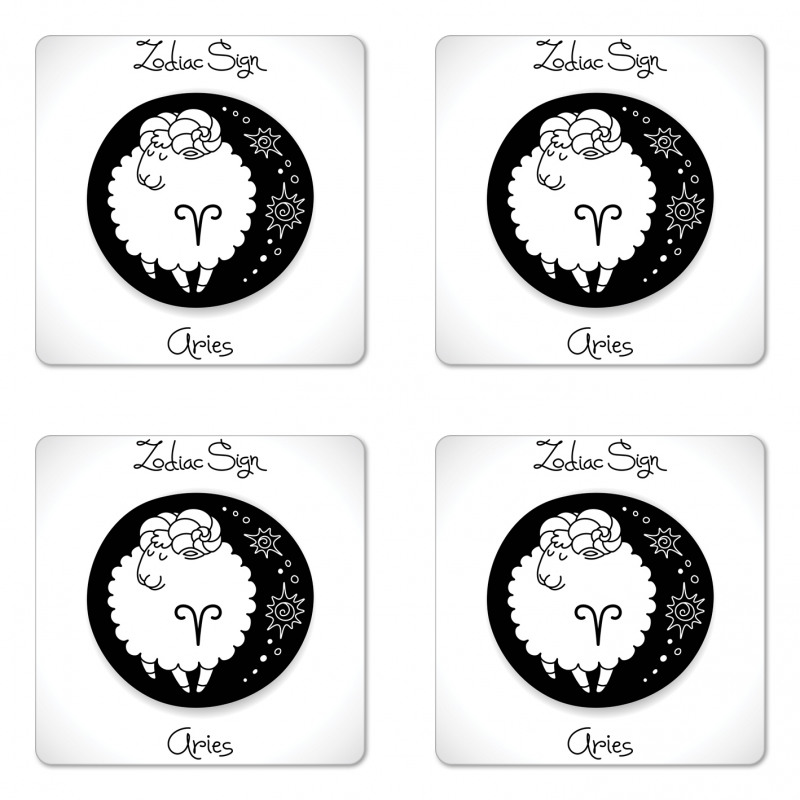 Funny Ram in a Dot Coaster Set Of Four