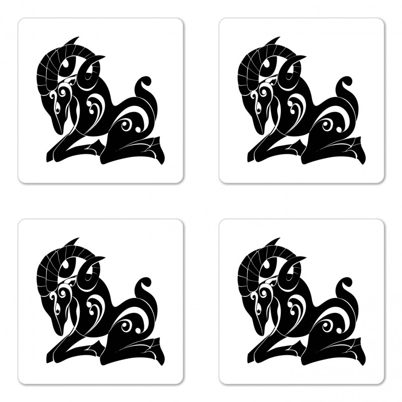 Monochrome Goat Coaster Set Of Four