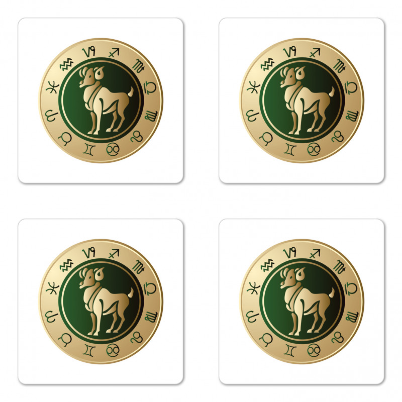 Circle Aries Art Coaster Set Of Four