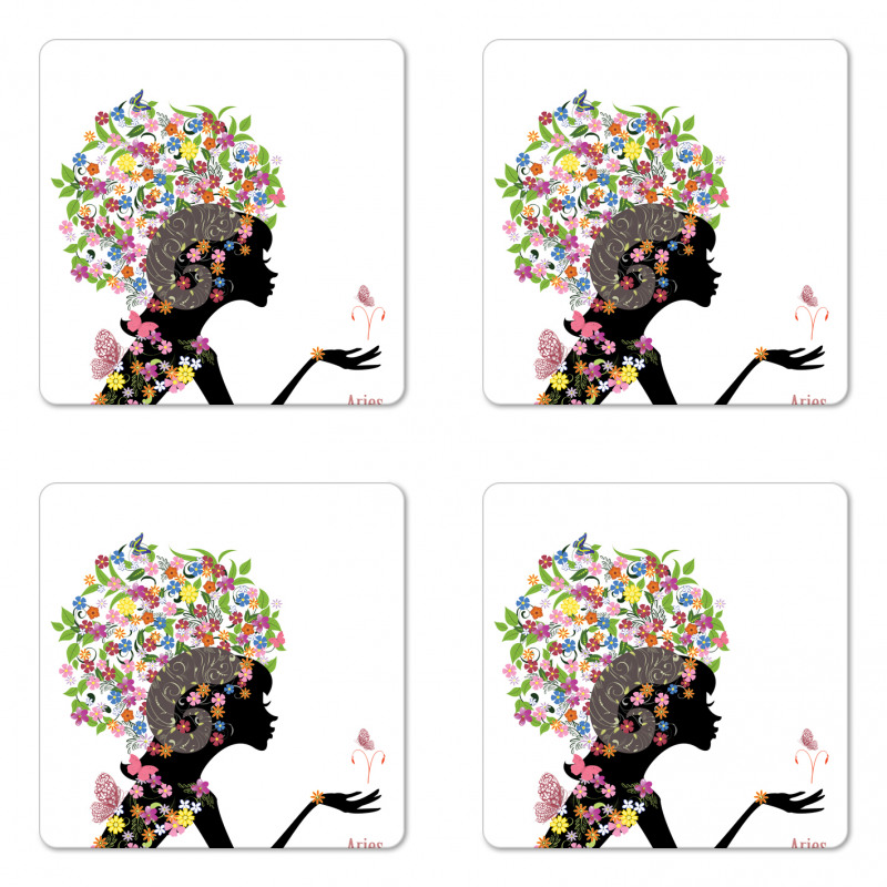 Girl with Flowers Coaster Set Of Four