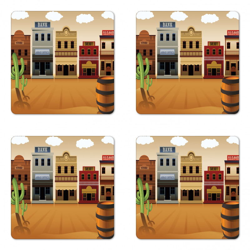 Wild West Village Town Coaster Set Of Four