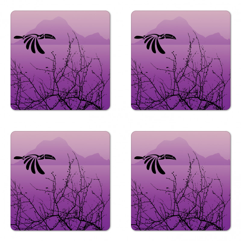 Hornbill Silhouette Coaster Set Of Four