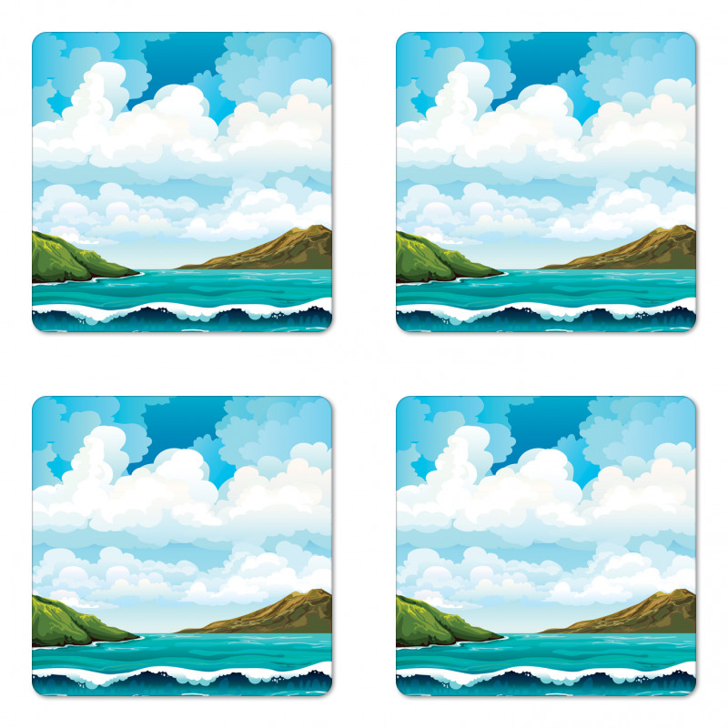 Waves Islands Blue Sky Coaster Set Of Four