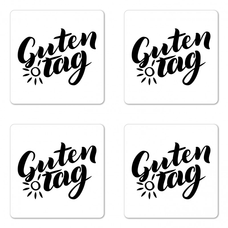 Hand Lettering Guten Tag Coaster Set Of Four