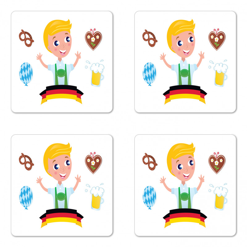Bavarian Boy Oktoberfest Coaster Set Of Four