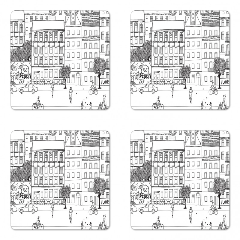 Monochrome Berlin Square Coaster Set Of Four