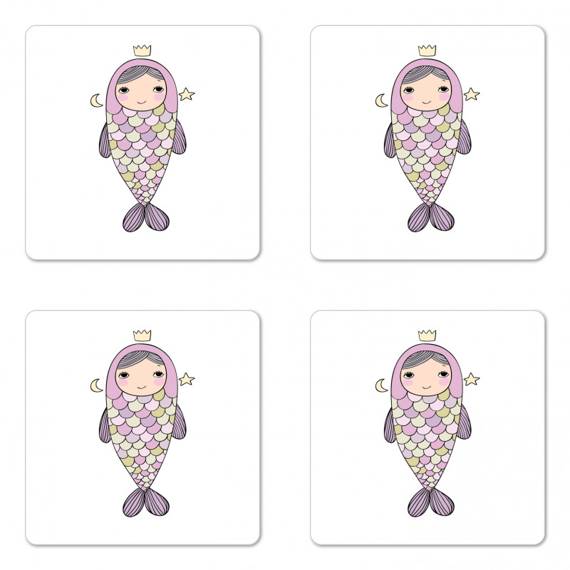 Girl in Fish Costume Coaster Set Of Four