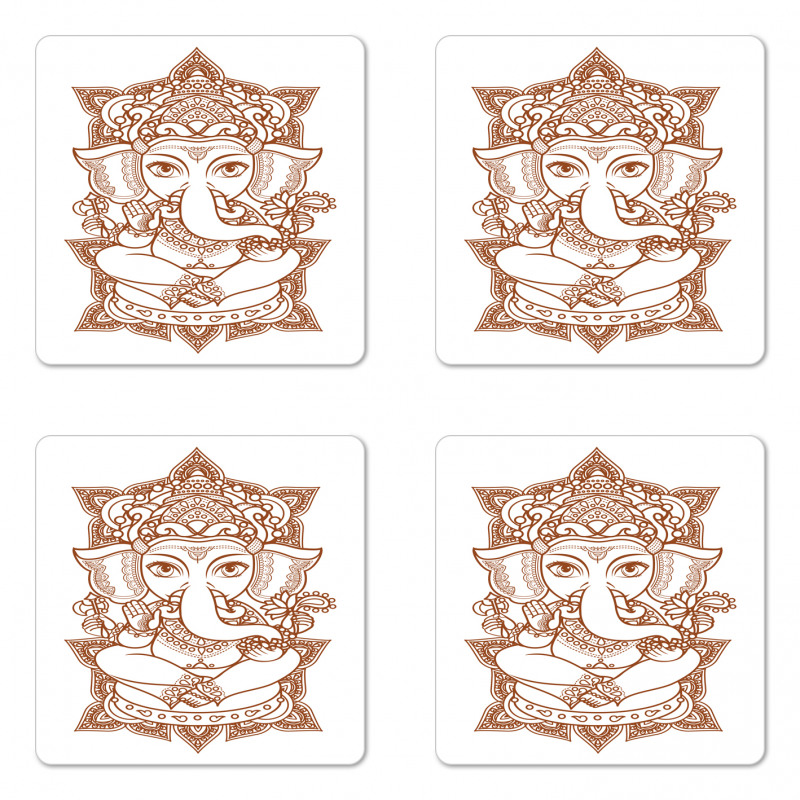 Asian Figure Symbol Boho Coaster Set Of Four